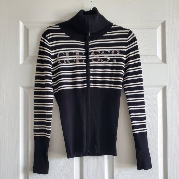 Guess Women's Cowl Neck Full Zip Sweater Jacket Size Large - Picture 1 of 8
